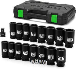 3/4 Drive Deep 6-Point Impact Socket Set, 17-Piece Jumbo Assortment, Cr-Mo, SAE