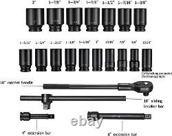 3/4 Drive Impact Socket Set 21 Piece Deep Socket Assortment 6-Point Deep