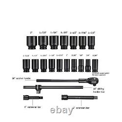 3/4 Drive Impact Socket Set, 21 Piece Deep Socket Assortment, 6-Point Deep I