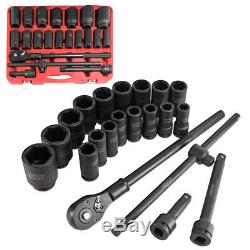 3/4 Drive Metric Deep Impact Socket 22pc Pro Set Air Ratchet Wrench 6 Point