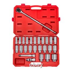 3/4 In. Drive Deep 6-Point Socket and Ratchet Set 19 Mm to 50 Mm (27-Piece)