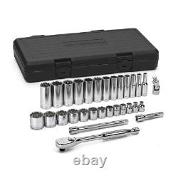 3/8 In. Drive 12-Point Standard & Deep SAE 90-Tooth Ratchet and Socket Mechanics