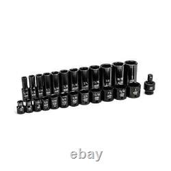 3/8 in. Drive 6-Point SAE Standard & Deep Impact Socket Set (25 Pcs)