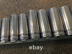 3/8 inch drive Deep Well Snap on socket set 11 pieces 6 point