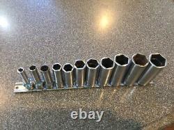 3/8 inch drive Deep Well Snap on socket set 11 pieces 6 point