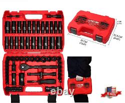 3/8Drive Impact Socket Set Standard Steel Deep And Shallow Kit 6Point 95 Piece