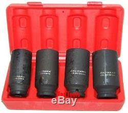 4pc 1/2 Dr Front & Back Wheel Drive Axle Nut Deep Impact 6 Points Socket Metric