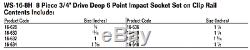 8-Piece 3/4-Inch Drive Deep 6 Point Impact Socket Set On Clip Rail, Williams