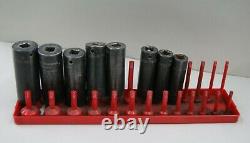 8 Piece Snap-on 1/2 Drive Deep Impact Socket Set 6-Point SAE MADE IN USA S-8082