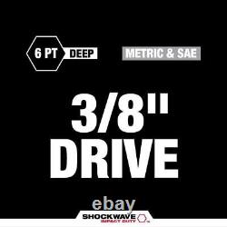 86 Pieces 3/8 Drive SAE Metric 6 Point Deep Impact Socket Heavy Duty Dual Hole