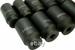 9PC 1/2 Drive Deep Impact Socket Kit 6Point Metric Axle Hub Nut Sockets 29-38mm