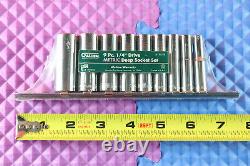 ALLEN 9 Pc 1/4'' Drive 6 Point Metric Deep Socket Set 19018 USA 6MM-14MM SEALED