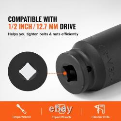 Axle Nut Impact Socket Set 1/2 Drive Deep 6+12-Point 14PCS Metric Socket