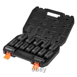 Axle Nut Impact Socket Set 1/2 Drive Deep 6+12-Point 14PCS Metric Socket