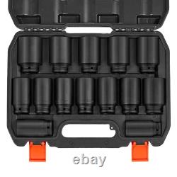 Axle Nut Impact Socket Set 1/2 Drive Deep 6+12-Point 14PCS Metric Socket