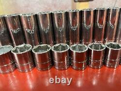 BLUE POINT 3/8 DRIVE DEEP METRIC12point &shallow 6 point SOCKET SET 10MM 22MM