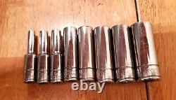 Blue Point 1/4 Drive Metric & SAE Shallow Deep Sockets Lot Of 42 Magnetic Trays