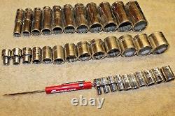 Blue point 3/8 & 1/4 Drive Deep and shallow lot of 4 Sockets Set 34PC