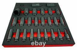 Britool Hallmark 1/2in Drive 25 Piece 6 Point Deep Impact Socket Set 8 36mm