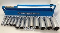 CORNWELL Tools USA 1/4 1 SAE Deep Well Socket Set Lot 3/8 Drive 6-PT BLUE