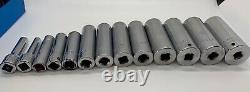 CORNWELL Tools USA 1/4 1 SAE Deep Well Socket Set Lot 3/8 Drive 6-PT BLUE