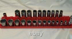 CRAFTSMAN USA 1/2 drive SAE Socket SET, shallow & Deep 12pt Set of 25pcs -VV