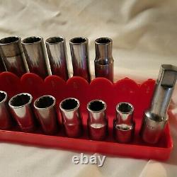 CRAFTSMAN USA 1/2 drive SAE Socket SET, shallow & Deep 12pt Set of 25pcs -VV