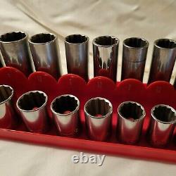 CRAFTSMAN USA 1/2 drive SAE Socket SET, shallow & Deep 12pt Set of 25pcs -VV