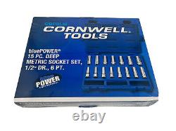 Cornwell Bluepower 1/2 Drive Cbp3lm 15pc. Chrome Deep Metric Socket Set 10-24mm