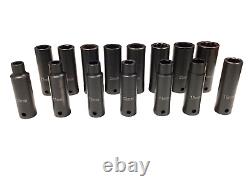 Cornwell Tools 15 Piece 1/2 Drive 6 Point Metric Deep Impact Socket Set CBPI3LM