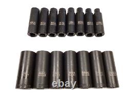 Cornwell Tools 15 Piece 1/2 Drive 6 Point Metric Deep Impact Socket Set CBPI3LM