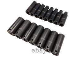 Cornwell Tools 15 Piece 1/2 Drive 6 Point Metric Deep Impact Socket Set CBPI3LM