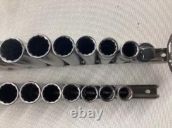 Craftsman 1/2 Drive Ratchet 12 Point Deep & Shallow Sockets Swivel Joint Rails