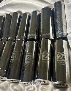 Craftsman 17 Pcs Set Metric And Sae 1/2 Drive 12 point Deep socket set See Pics