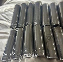 Craftsman 17 Pcs Set Metric And Sae 1/2 Drive 12 point Deep socket set See Pics