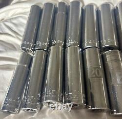 Craftsman 17 Pcs Set Metric And Sae 1/2 Drive 12 point Deep socket set See Pics