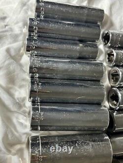 Craftsman 17 Pcs Set Metric And Sae 1/2 Drive 12 point Deep socket set See Pics