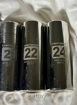 Craftsman 17 Pcs Set Metric And Sae 1/2 Drive 12 point Deep socket set See Pics