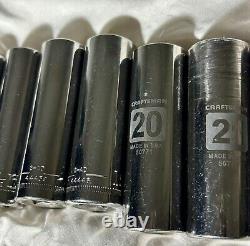 Craftsman 17 Pcs Set Metric And Sae 1/2 Drive 12 point Deep socket set See Pics