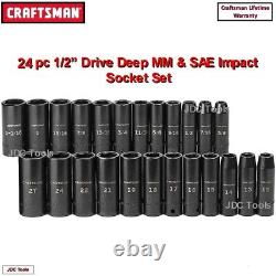 Craftsman 24 Pc 1/2 Drive Deep Impact Socket Set 12 Sae 12 MM