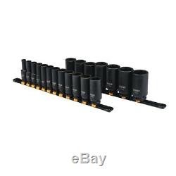 DEWALT 1/2 Drive SAE Deep Socket Set 19-Piece Black Oxide 6 Point Impact Socket