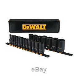 DEWALT 1/2 Drive SAE Deep Socket Set 19-Piece Black Oxide 6 Point Impact Socket