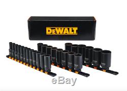 DEWALT 1/2 inch Drive Metric Deep Socket Set 26 Pack Sockets Black Oxide 6 Point