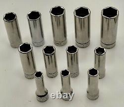 Excellent Snap-on 3/8 Drive 212SFSMY 12 Piece Deep 6 Point Metric Socket Set