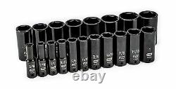 GEARWRENCH 19 Piece 1/2 Inch Drive 6 Point Impact Socket Set, Deep, SAE 849