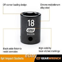 GEARWRENCH 39 Piece 1/2inch Drive 6 Point Impact Socket Set, Standard & Deep