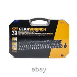 GEARWRENCH 39 Piece 1/2inch Drive 6 Point Impact Socket Set, Standard & Deep