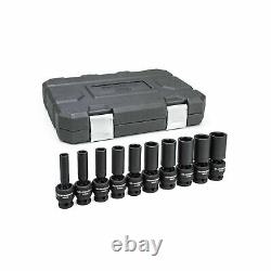 GEARWRENCH 84943N 10 Pc. 1/2 Drive 6 Point SAE Deep Universal Impact Socket