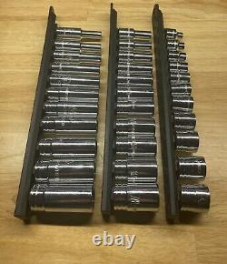 GearWrench 3/8 Drive SAE 6 Point Socket Sets Shallow Mid Deep 1/4-7/8 withRails