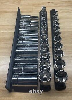 GearWrench 3/8 Drive SAE 6 Point Socket Sets Shallow Mid Deep 1/4-7/8 withRails